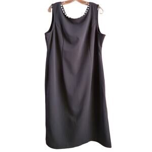 Brianna Milay Shift Dress Sleeveless Sz 16 Black with Pearl Neck